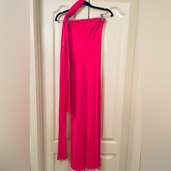 Anthropologie BHLDN Strapless Satin Midi Slip Dress w/ Scarf - Size XXS - Picture 9 of 10